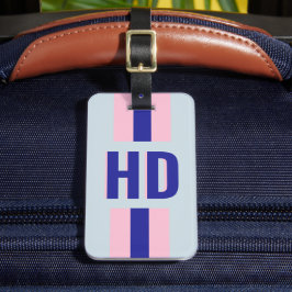 Blue striped Shadow Monogram retro vintage phone Bagagelabel