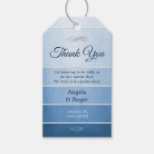 Blue Striped Ton sur Ton Wedding Favor Cadeaulabel (Voorkant)