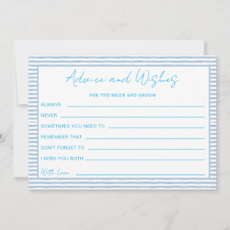 Blue Striped Wedding Advice Wishes Bride Groom Feestdagenkaart