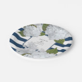 Blue Striped White Hydrangea Floral Wreate Papieren Bordje (Gekanteld)