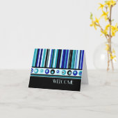 Blue Stripes Accueil de l'employé sur la carte d'é (Fleur jaune)