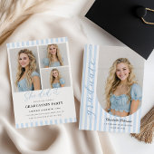Blue Stripes Aesthetic Graduation Invitation