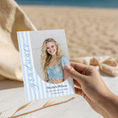 Blue Stripes Aesthetic Graduation Invitation Kaart