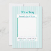 Blue Stripes Baby Boy Photo Faire-part de naissanc (Devant)
