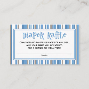 Blue Stripes Baby Boy Shower Diaper Raffle Tickets Informatiekaartje