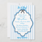 Blue Stripes Baby Boy Shower Kaart (Voorkant)