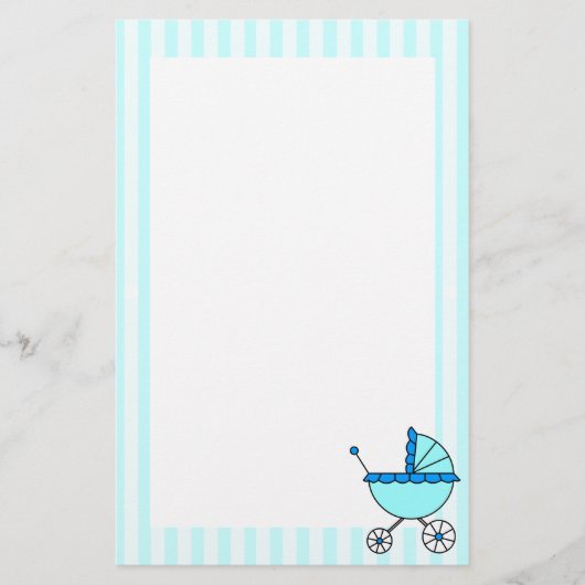 Blue Stripes Baby Carriage Papeterie (Devant)