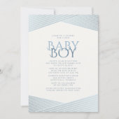 Blue Stripes Bienvenue Baby shower Invitation (Devant)