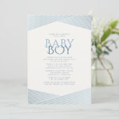 Blue Stripes Bienvenue Baby shower Invitation (Debout devant)