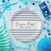 Blue Stripes Bonjour Bebe Papieren Bordje (Feest)