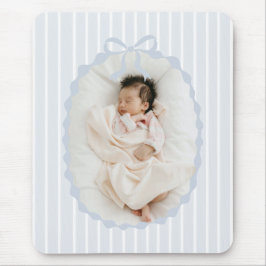 Blue Stripes Bow Frame Custom Photo Mousepad Muismat