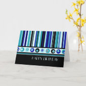 Blue Stripes Business De Groupe Carte d'Anniversai (Fleur jaune)
