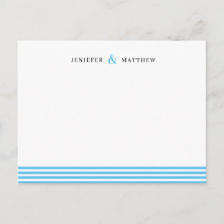 Blue Stripes Couples Personalized Statione Briefkaart