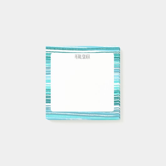 Blue Stripes CUSTOM Chic Monogram op maat Post-it® Notes (Voorkant)