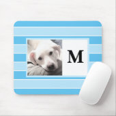 Blue Stripes Custom Initiaal One Photo Cute Dog Mo Muismat (Met muis)