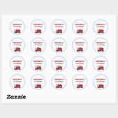 Blue Stripes Fire Truck Stickers Anniversaire (Feuille)