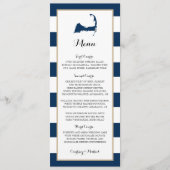 Blue Stripes Gold Chatham Cape Cod Menu Mariage (Devant)