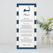 Blue Stripes Gold Chatham Cape Cod Menu Mariage (Debout devant)