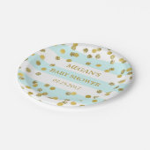 Blue Stripes Gold Confetti Baby shower Bord (Gekanteld)