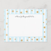 Blue Stripes Gold Stars Baby shower Conseils Carte (Dos)