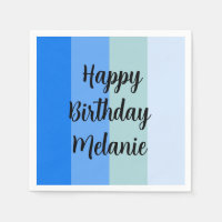 Blue Stripes Happy Birthday