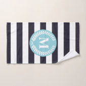 Blue Stripes Laurel Wreate Monogram Bad Handdoek (Handdoek)