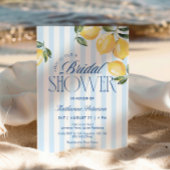 Blue Stripes Lemon Bridal Shower Invitation
