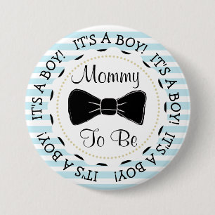 Blue Stripes mama om Bowtie Baby shower te zijn Ronde Button 7,6 Cm