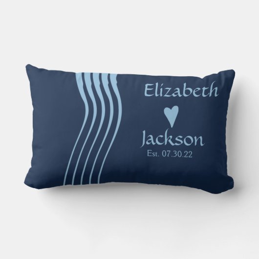 Blue Stripes Navy Blue Couples Weddenschap C Kussen (Achterkant)