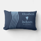 Blue Stripes Navy Blue Couples Weddenschap C Kussen (Voorkant)