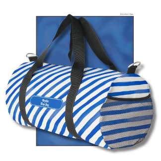 Blue Stripes on White and Text Plunjezak