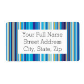 Blue Stripes Pattern Etiket (Voorkant)