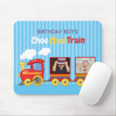 Blue Stripes Pattern Toy Train Boys Birthday Muismat (Met muis)