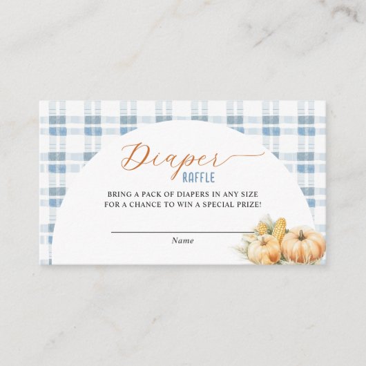 Blue Stripes Pompoen Luier Raffle Boy Informatiekaartje (Voorkant)