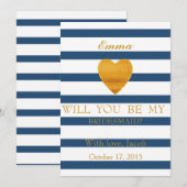 Blue Stripes Serez-Vous Mon Invitation De Porte-Ma (Devant / Derrière)