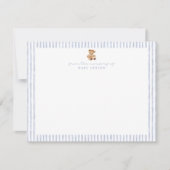 Blue Stripes Teddy Bear Nursery Note Card Kaart (Voorkant)