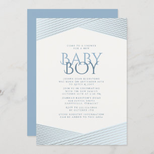 Blue Stripes Welcome Baby shower Uitnodiging