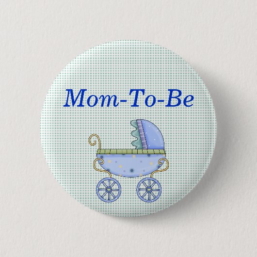 Blue Stroller Baby shower Mammie Pin Button (Voorkant)