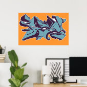 Blue STYLE graffiti Poster (Thuiskantoor)