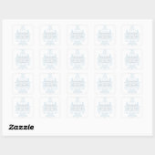 Blue Subtle Damask Save the Date Stickers (Vel)