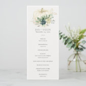 Blue Succulent Pumpkin Wedding Ceremony Programme Menu (Staand voorkant)