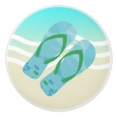 Blue Summer Beach Waves Teenslippers deurknop Keramische Knop (Voorkant)