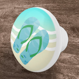 Blue Summer Beach Waves Teenslippers deurknop Keramische Knop