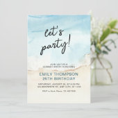 Blue Summer Ocean Fêtons Anniversaire Invitation (Debout devant)