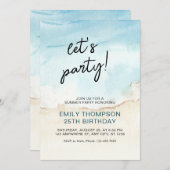 Blue Summer Ocean Fêtons Anniversaire Invitation (Devant / Derrière)