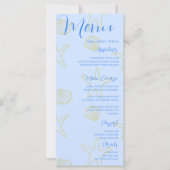 Blue Summer Sea Shell et Star Beach Wedding Menu (Devant)