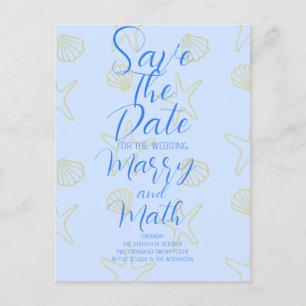 Blue Summer Simple Zee Shell en Star Beach Desing Briefkaart