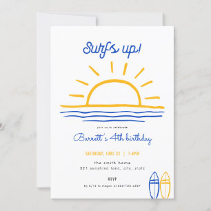 Blue Summer Surfs Up Party Uitnodiging Verjaardag