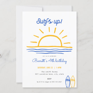 Blue Summer Surfs Up Party Uitnodiging Verjaardag
