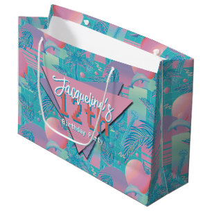 Blue Summer Vaporwave Sunset Verjaardag Groot Cadeauzakje